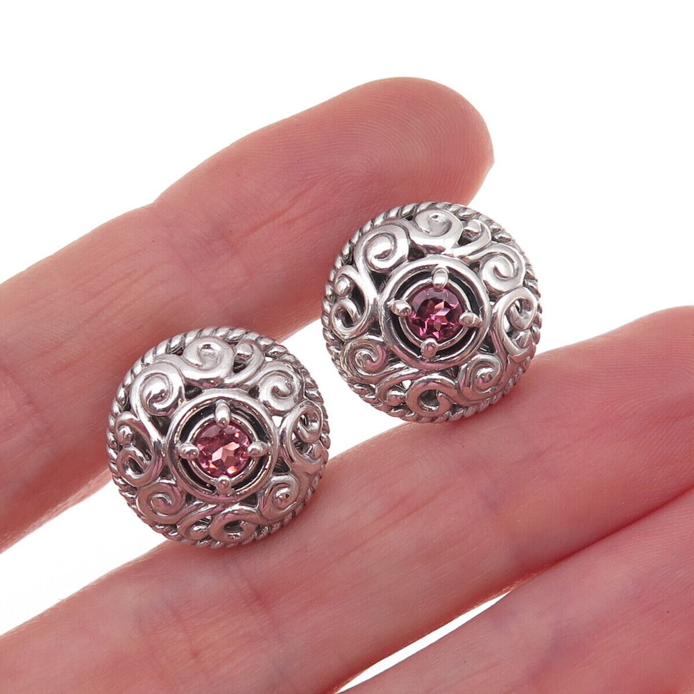 Carolyn Pollack 925 Sterling Silver Vintage Real Amethyst Omega Back Earrings